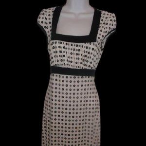 Vintage Inspired  White & Black Polka Dot Dress Small